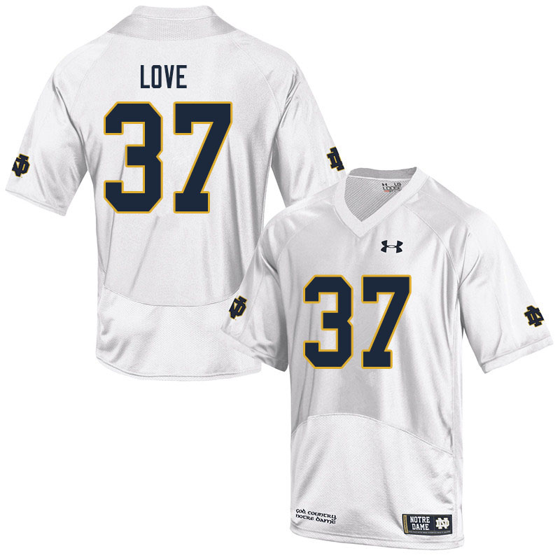 Men's NCAA Notre Dame Fighting Irish #37 Chase Love Stitched College Under Armour Authentic White Football Jersey TA10B86AO